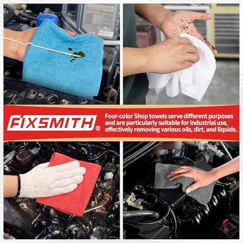 FIXSMITH Shop Towels, Microfiber Cleaning Cloth Bulk, 24 Pack Microfiber Towels - Image 6