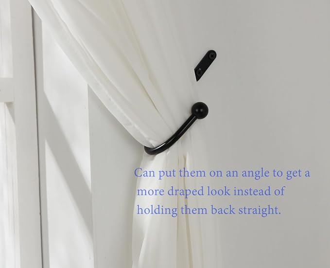 VRSS 6" L x 3" W Wall Mount Curtain Tiebacks Drapery Holdbacks Black, Curtain - Image 2
