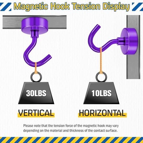 FINDMAG 28 Pack Magnetic Hooks for Cruise Cabins, 30LB+ Purple Magnet Hooks - Image 6