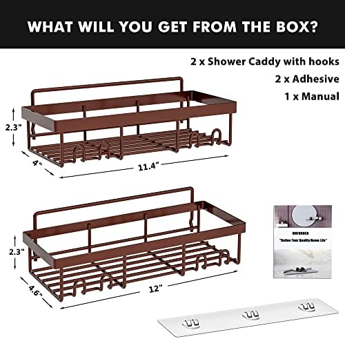 Moforoco Shower Caddy Shelf Organizer Rack, Self Adhesive Black Bathroom - Image 7