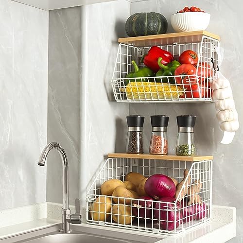 Mefirt White Fruit Bowl, 2-Tier Fruit Basket - Image 3