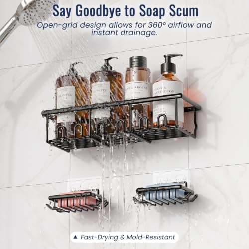 8 Pack Adhesive Large Capacity No-Drilling Shower Caddy - Image 5