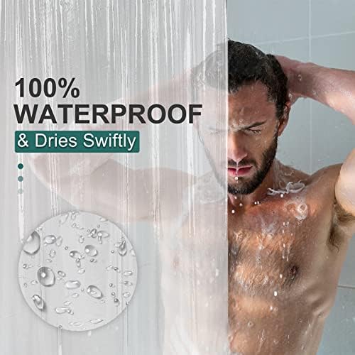 AmazerBath Clear Shower Curtain, 72x72 Plastic Shower Curtain, PEVA Waterproof - Image 3