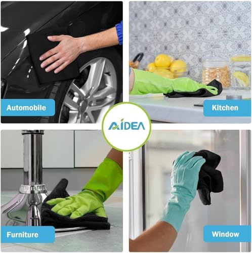 AIDEA Microfiber Cleaning Cloth Black 20PK, Microfiber Towels 11.5"×11.5" - Image 4