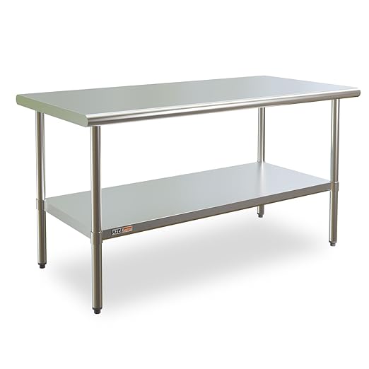Stainless Steel Table for Prep & Work 30x60 inch, 5ft, Commercial Heavy Duty Table with Undershelf for Restaurant, Home, Hotel, Laundry Room,Garage,Workshops