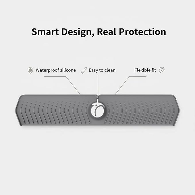 30 Inch Silicone Kitchen Sink Faucet Mat, Adjustable Waterproof Splash Guard - Image 4