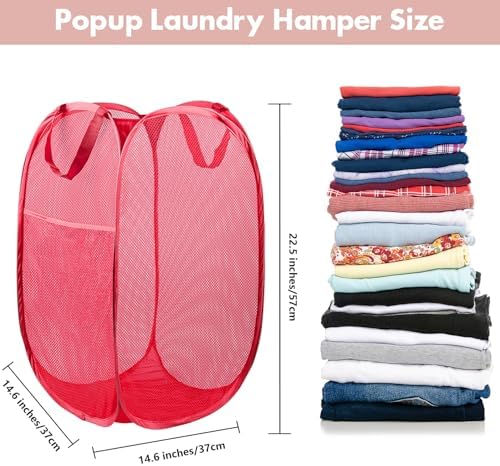 2 Pack Pop Up Laundry Hampers, 70 L Collapsible Foldable Mesh Basket - Image 2