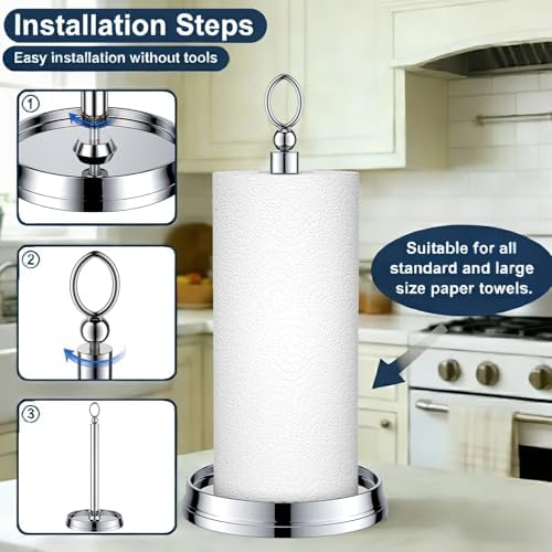 KASUNTO Paper Towel Holder Countertop Standing Paper Roll Holder, Paper Towel - Image 3