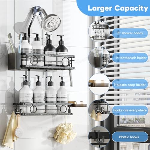 Adjustable Shower Caddy Hanging Rustproof Large-Capacity Bathroom Organizer - Image 3
