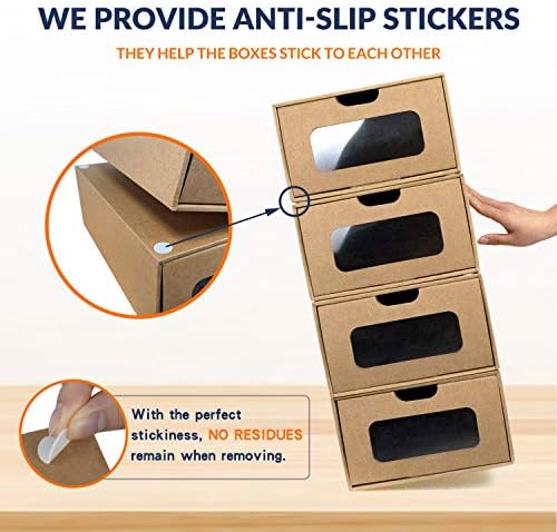 Shoe Boxes Cardboard, 12 Pack, Big Size, Waterproof, Heavy Duty, Stackable Shoe - Image 4