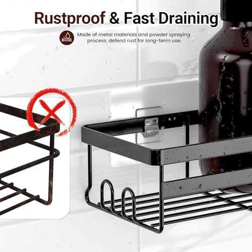 WOWBOX 2 Pack Adhesive Shower Caddies, No Drill Bathroom Shelves - Image 6