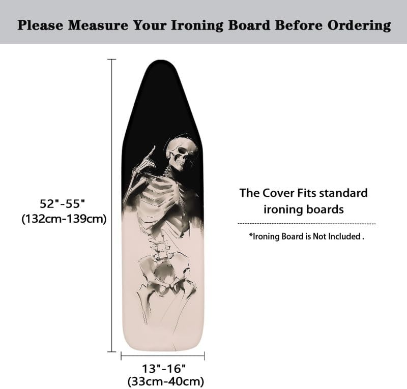 Black White Skull Ironing Board Cover 54x15 inches, Gothic Rock Skull - Image 5