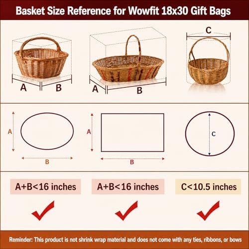 Wowfit 18x30 Cellophane Wrap for Gift Baskets, 10 Bags - Image 2