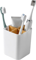 Bamboo Toothbrush Holder for Bathrooms Toothpaste Organizer by Heagoale