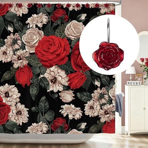 Sunlit Rose Shower Curtain Hooks, Home Decorative Flower Shower Curtain Rings - Image 5