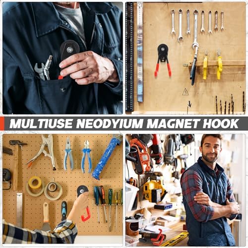 Landhoow 10 Pcs Large Magnetic Hooks Heavy Duty Garage Magnet Hooks Strong - Image 6