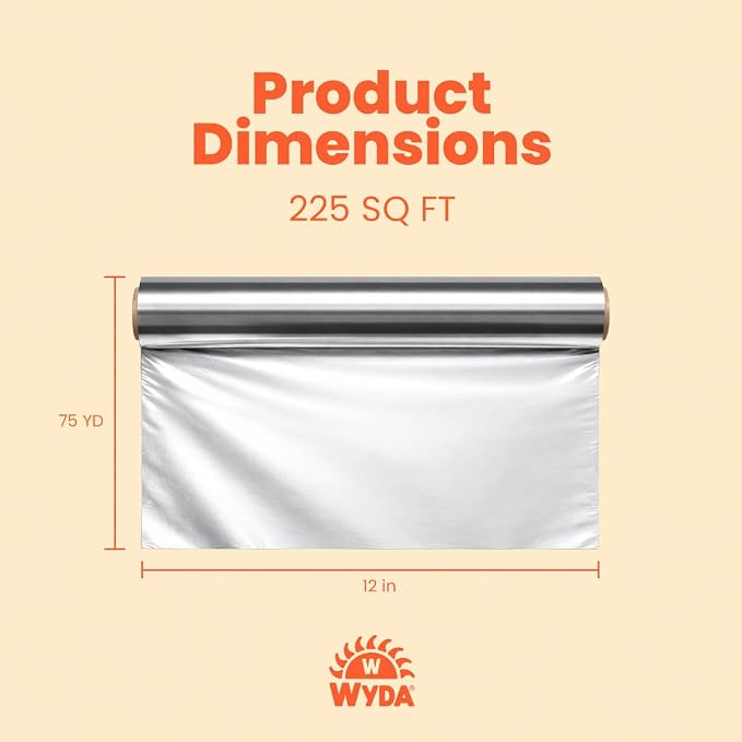 Wyda Aluminum Foil Roll – 225 Sq Ft | Food-Grade - Image 3