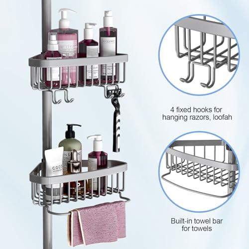 Corner Shower Caddy Tension Pole: Stainless Steel Rustproof 4-Tier Shower - Image 4