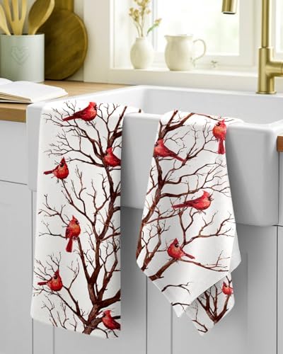 Miss Adola 2 Pack 150GSM Flour Sack Kitchen Towels, Winter Bird - Image 2