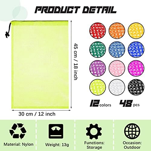 48 Pcs Mesh Bag Drawstring Mesh Laundry Bags, 18 x 12 Inch Nylon Drawstring - Image 2