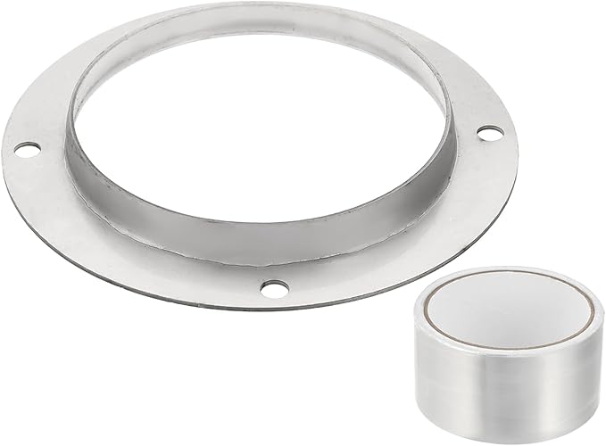 PATIKIL 5 Inch Duct Connector Flange, Metal Straight Pipe Exhaust Flange Duct Mounting Plate for Heating Cooling Ventilation HVAC System, 304 Stainless Steel