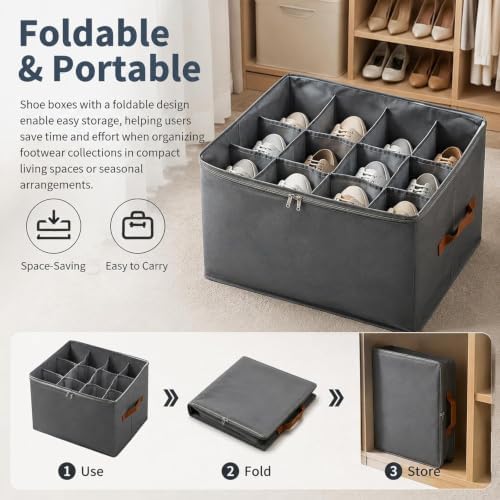 Oxford Fabric Foldable Design Shoe Organizer, Storage Box, Large Capacity - Image 6