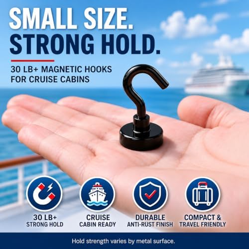 Neosmuk Magnetic Hooks for Cruise Cabins, 30lb Heavy Duty, 4 Pack - Image 3