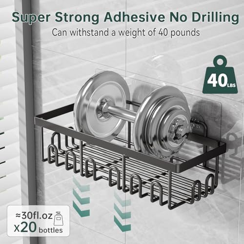 5-Pack Adhesive Shower Caddy for Bathroom & Home Decor Black - Image 5