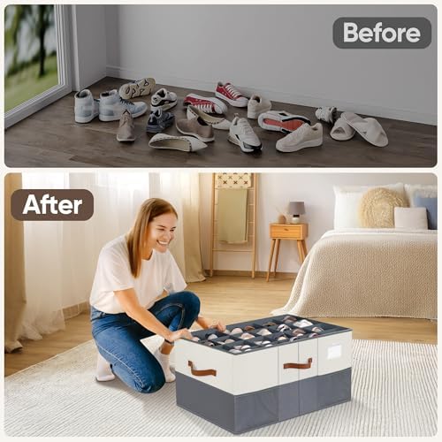 Shoe Organizer for Closet, Adjustable Storage Box Holds 24 Pairs - Image 5