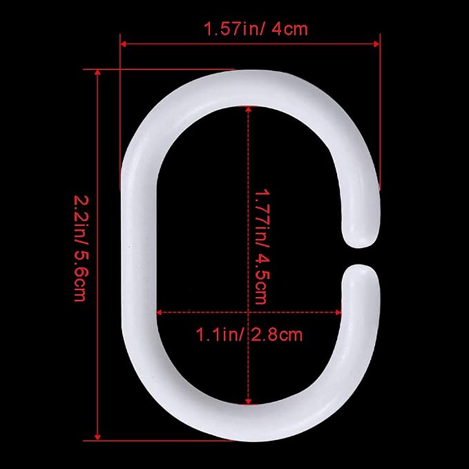 Plastic Shower Curtain Hooks C Shape Shower Curtain Rings - Image 2