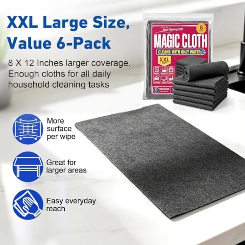 Magic Cleaning Cloth 6‑Pack, Lint-Free Streak-Free Microfiber Towels - Image 4