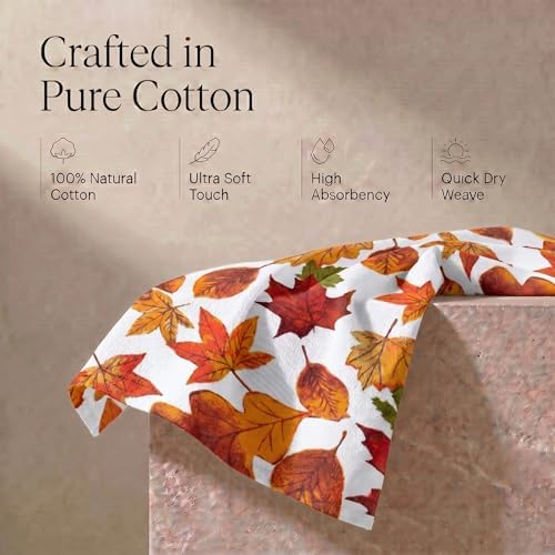 Urban Villa Kitchen Towels Cotton Dish Towels 20”x30”Harvest Leaf - Image 4
