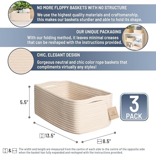 NaturalCozy 13.5”x8.5”x5.5” Storage Baskets - Image 2