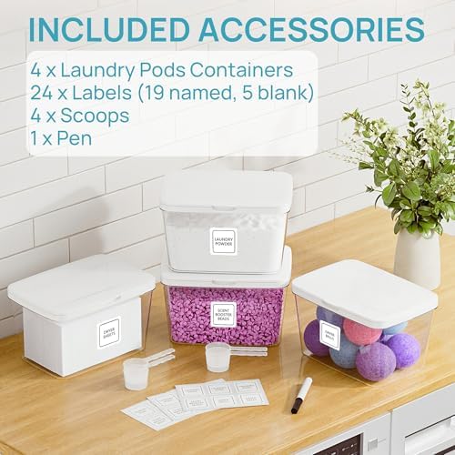Vtopmart 5 Pack Laundry Pods & Detergent Container, Dryer Sheet Holder - Image 3