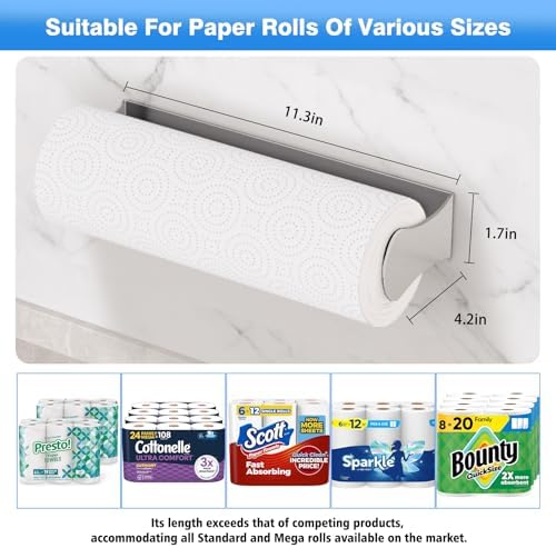 Paper Towel Holder Under Cabinet, Wall Mount, Stainless Steel - Image 5