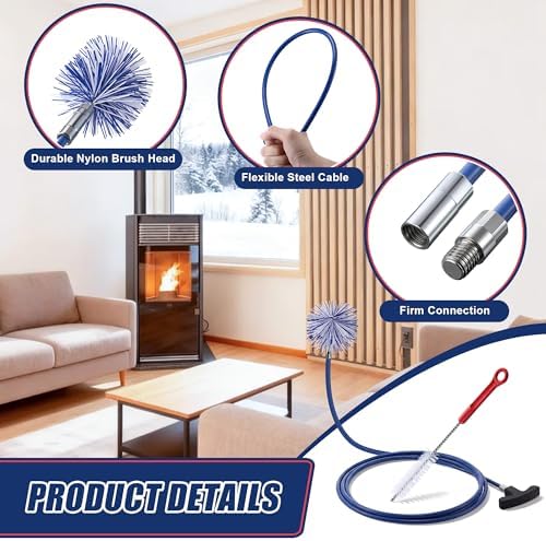 Pellet Stove Cleaning Brush Kit, 10FT Flexible Steel Rod - Image 3