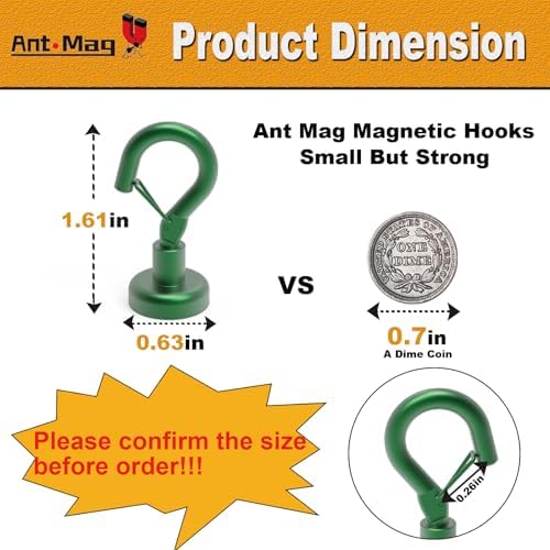 Ant Mag Magnetic Hooks Heavy Duty 22LBS Strong Magnet Snap Hooks 8 Pack - Image 2