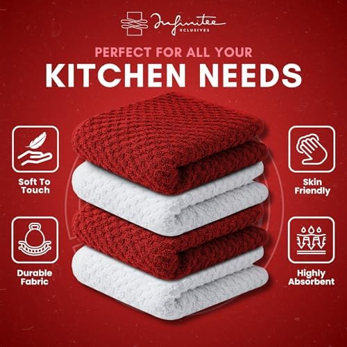 Infinitee Xclusives Premium Dish Cloth 100% Cotton 12 x 12 Inches |Pack of 4| - Image 5