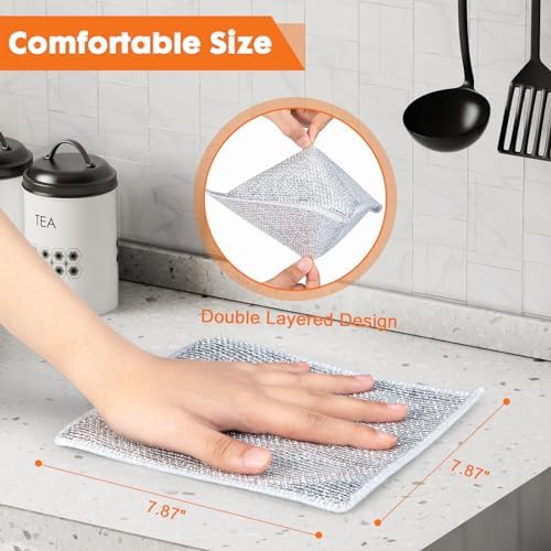 COBETE Non Scratch Wire Dishcloth, Double-Layer Wire Dishwashing Rags - Image 7