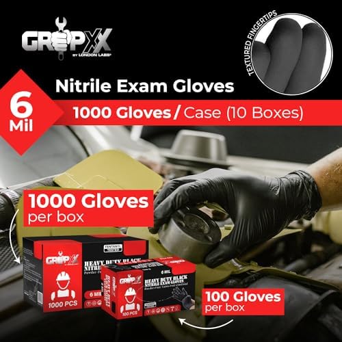 London Labs Heavy Duty 6 Mil Black Nitrile Gloves - Image 2