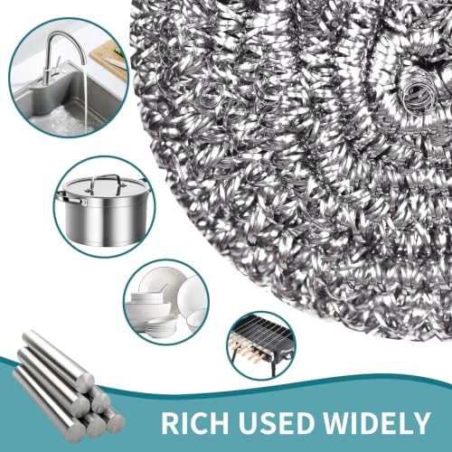 12Pcs Steel Wool Scrubber Pads for Cleaning Dishes, Sinks - Image 4