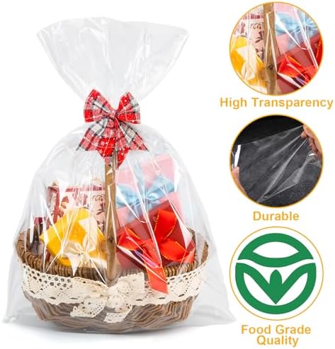 Labeol Clear Cellophane Bags 20Packs 16x24 Inch Gift Baskets Wrap - Image 3