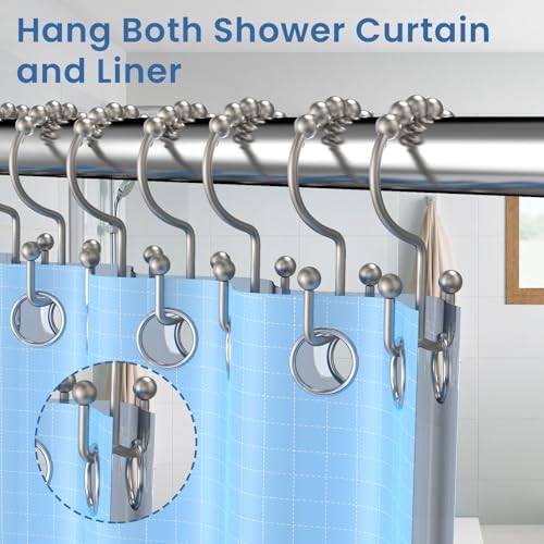 Matte Nickel Shower Curtain Hooks Double Sided - Image 4