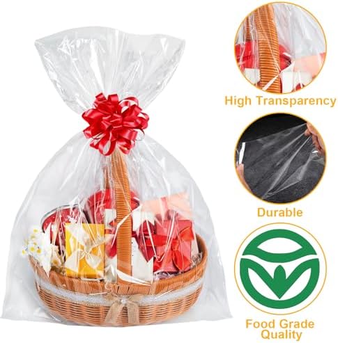 Labeol Clear Cellophane Bags 20Packs 24x30 Inch Gift Wrap - Image 4