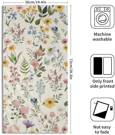 Watercolor Wildflowers Spring Summer Kitchen Towels 14"x28" Set of 2 Rustic - Image 2