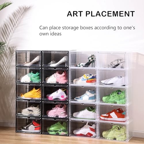 Attelite Large Shoe Boxes 8 Pack Drop Side Shoe Storage Containers Black - Image 6