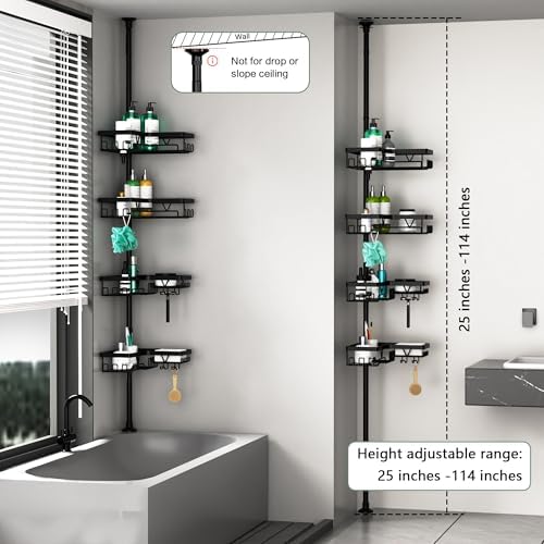 DAOYA Corner Shower Caddy Tension Pole 4 Tier Shower Caddy Organizer Black - Image 6