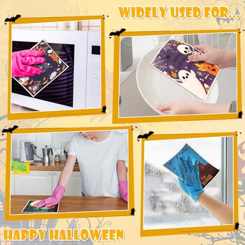 Lucomb 8 Pack Halloween Swedish Dishcloths Reusable, Kitchen Sponges Soft - Image 5
