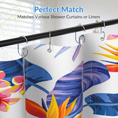 OEH Shower Curtain Hooks, Durable G Shape Silver Shower Curtain Hooks Rust Proof - Image 3