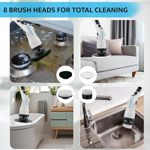 Electric Spin Scrubber, 3 Speeds 8 Heads Bathroom Cleaning Brush - Image 6